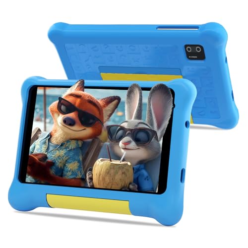 Whitedeer 2026 Latest Kids Tablet 7 inch Tablet for Kids 3-7 Ages 5GB+32GB+128GB Android 13 Parental Controls Dual Camera Wi-Fi Bluetooth Type-C Impact Resistant Case Gift