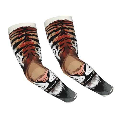 RLDOBOFE UV Sun Protection Arm Sleeves Black and white doodle tiger Compression Sleeves Cooling Arm Sleeves for Men Women Gardening Sleeves