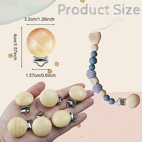 38 Pieces Wood Pacifier Clips Baby Grasping Suspender Clips Natural Beech Wood Pacifier Clip Holder Pacifier Clips Chain Accessories