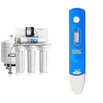 APEC Top Tier Supreme Boosted Performance with Permeate Pump Ultra Safe Reverse Osmosis Drinking Water Filter System & TDSMETER Water Quality TDS Meter Tester, 1 ppm Resolution