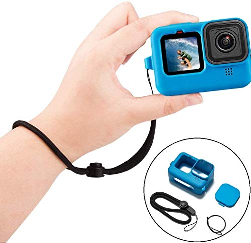 Image of M.G.R.J Silicone Rubber Protective Case for Gopro Hero 10 / GoPro Hero 9 Black, Silicone Sleeve Housing Case with Lanyard Lens Cap (Blue)