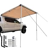 DANCHEL OUTDOOR Vehicle Awning Overland Camping, UPF50+ Roof Rack Car Awning Waterproof Truck Canopy Tarp Shelter, Khaki 6.5x8.2ft