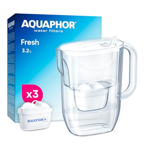 Jarra filtrante de agua AQUAPHOR FRESH 3,2 L Maxfor+ cartucho de 200 L (Blanco, 3 x Maxfor+)