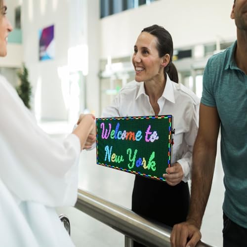 Image of P2.5 Programmable LED Digital Sign Board 15x7 Inch Handheld Portable WiFi Display for Advertising, Vendor Booths, Restaurants, Coffee Shops, Cars,Lightweight Digital Signage