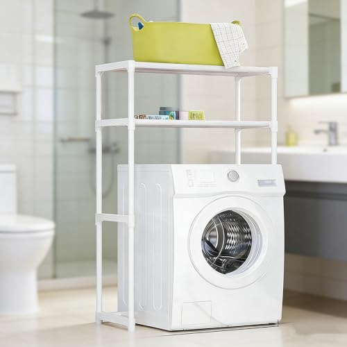 LCNDKF Over the Washer Storage Shelf – Organizador de múltiples niveles para sala de lavandería, ahorro de espacio en la bandeja de lavado para mantener detergentes, ropa y suministros
