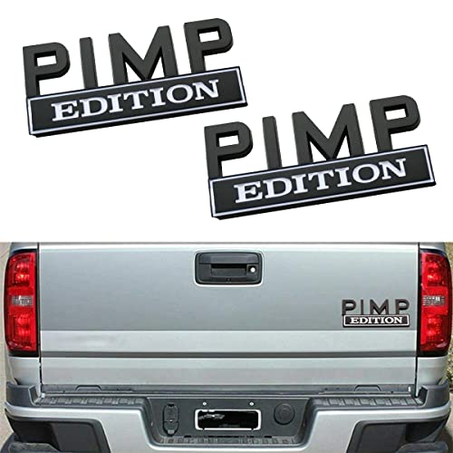 Mactoom Pimp Edition Metal 3D Logo Emblem Badge Decals,Car Side Fender Rear Trunk Sticker Letters,2Pcs (Black White) #TOP1