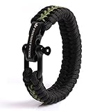 The Friendly Swede Paracord Bracelet with Microcord and D-Shackle - Adjustable Size (Army Green Medium)