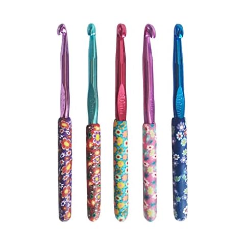 5 Pcs 10.0/9.0/8.0/7.0/6.5mm Crochet Hook Sets Chunky Crochet Hooks Soft Ceramic Handle Aluminum Crochets for Arts and Crafts Cover