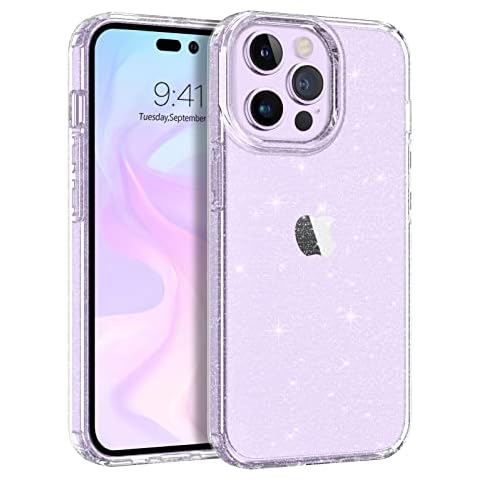 DOMAVER iPhone 14 Pro Max Case Clear Crystal Glitter Sparkle Shiny Bling iPhone 6.7'' Cover for Girls Women Thin Anti-Slip Shockproof Protective Phone Cases for iPhone 14 Pro Max 6.7'', Transparent Cover
