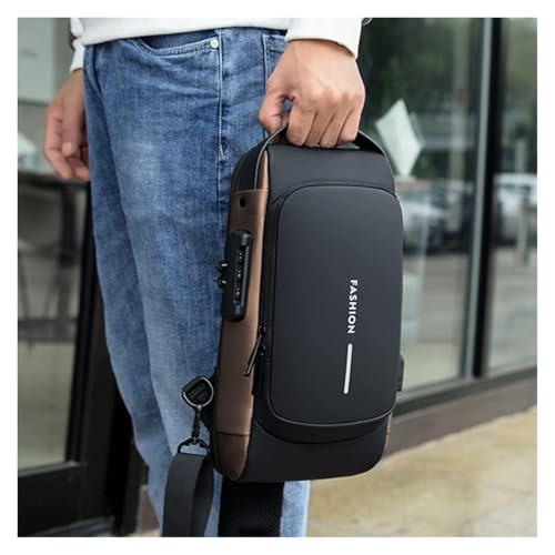 Anti-Theft Sling Backpack with USB Charging Port, Waterproof Shoulder Bag, Black(Gray)3