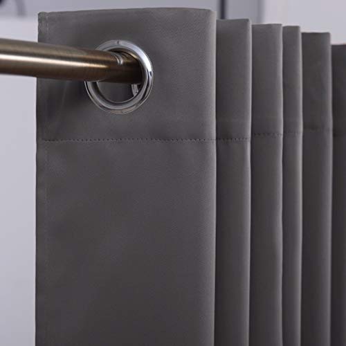 Image of JUPON Kitchen Silk Blackout Curtain Pack of 1 Piece with 3 Layers Weaving Technology & Solid Grommet Pattern (W 44 inch X 48 inch L) Grey