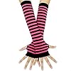 JUbuYao Vrouwen Winter Kabel Gebreide Lange Vingerloze Handschoenen Gestreepte Thumbhole Arm Warmers,Running Mouwen