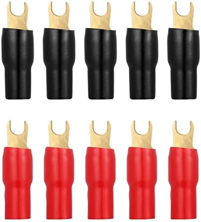 5 Pairs Strip Spade Terminal Spade 4 Gauge Fork Adapters Connectors Plugs for Speaker Wire Cable Terminal Plug