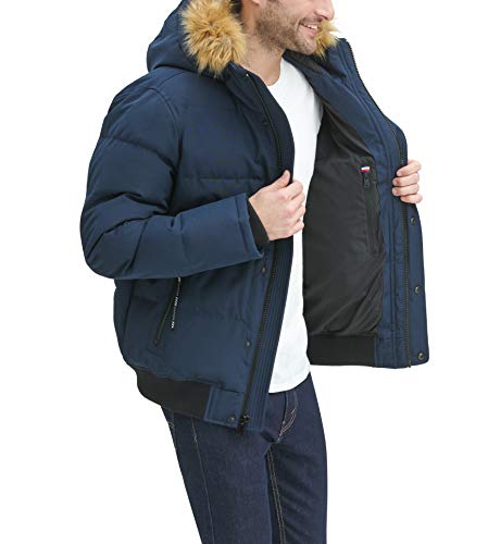 Image of Tommy Hilfiger Men's Arctic Cloth Quilted Snorkel Bomber Jacket (Standard and Big & Tall)