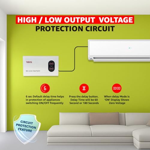 Image of Vosta VW3 3KVA Voltage Stabilizer for AC 1.5 Ton, Treadmill, TV and Other Home Appliances Comes with Copper Toroidal Coil, 4 Relays, Metal Body, Input 140V~260V Output 220V 1Year Warranty, LED Display