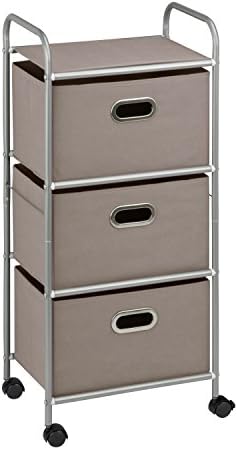 Honey Can Do 3 Drawer Rolling Cart-Gray, Steel, 11.5 in L x 16.12...