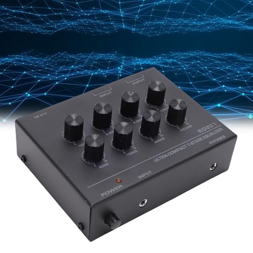 Ecualizador de sonido de 7 bandas con entrada de jack de auriculares de 3,5 mm y circuito TL074 para ajuste de agudos y graves en sistemas de audio para auto y hogar (enchufe estadounidense) miniatura 4