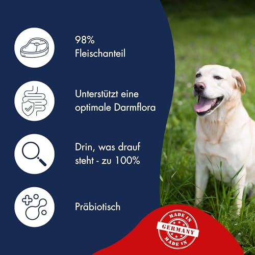 DR.CLAUDER'S - Selected Meat Prebiotic | Nassfutter in Lebensmittelqualität mit Inulin für eine gesunde Darmflora bei ausgewachsenen Hunden. Alleinfutter in der Dose | 200g Rind