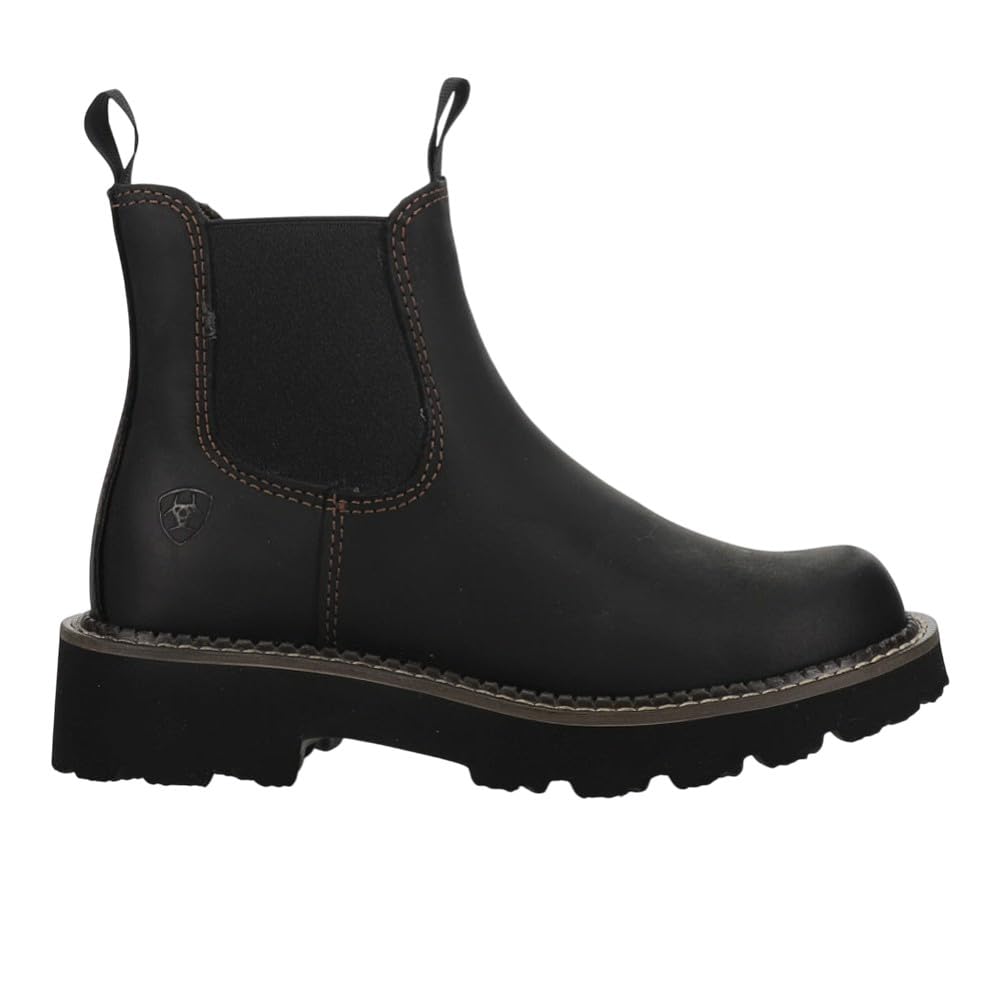 ARIAT Womens Fatbaby Twin Gore Round Toe Pull On Chelsea Casual Boots Ankle Low Heel 1-2 - Black