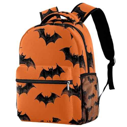 Sac à dos de voyage léger et durable orange chauve-souris grand volume pour étudiant