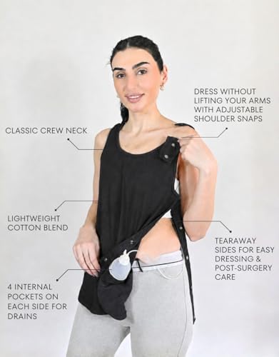 Image of Inspired Comforts Post Surgery Mastectomy Recovery Tank Top with Drain Pocket & Snap-Access