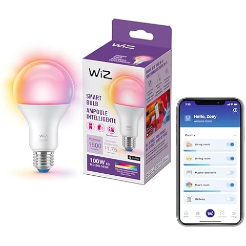 WiZ Connected 100W A21 LED Smart Light Bulbs - Connects to Your Wi-Fi - E26 Smart Bulb - Control with Voice or App + Activate with Motion - Matter Compatible - 1 Pack Cover