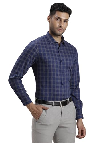 Image of Turtle Men 100% Cotton Slim Fit Blue Formal Shirt