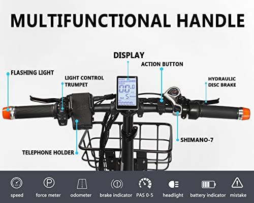 YANGAC 20'' Electric Bikes, Fat Tire Electric Bike for Adults, with 250W Power Motor, 48V 13Ah Removable Li-Ion Battery… - Image 8