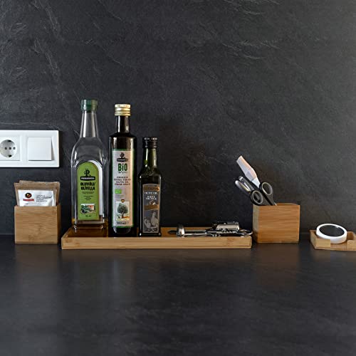 Rocdeer Bamboo Vanity Tray, 6-Piece Bathroom Countertop Vanity Tray Set, Makeup Kitchen Desk Organizer And Storage - Holds Small Items #TOP5