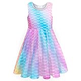 VIKITA Mädchen Kleid Sommerkleid Kinder Kleider Meerjungfrau Ärmellos JX0980 7-8 Jahre