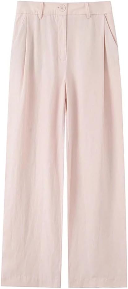 Women's Pleated Front Zip High Rise Wide Leg Pants