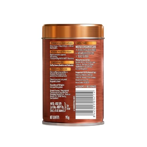 Image of NESCAFE Roastery | Premium Imported Coffee | Medium Roast | Crafted by Master Roasters |Elevate your Coffee Experience | Rich & Intense Taste | 95g Tin (New Launch) Canister
