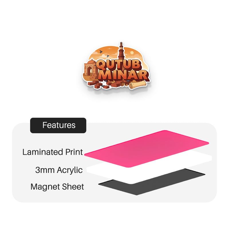 Image of Qutub Minar Fridge Magnets, Glossy Finish, Stylish Magnet for Fridge, Wardrobe & Metal Surfaces