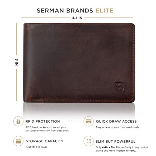 Image of SERMAN BRANDS Mens Slim Bifold Wallet RFID Blocking Minimalist Front Pocket Wallets for Men - Thin & Stylish