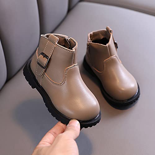 Fashion Autumn and Winter Girls Boots Round Toe Flat Sole Thick Bottom Non Slip Buckle Warm Solid Toddler Baby Boots4