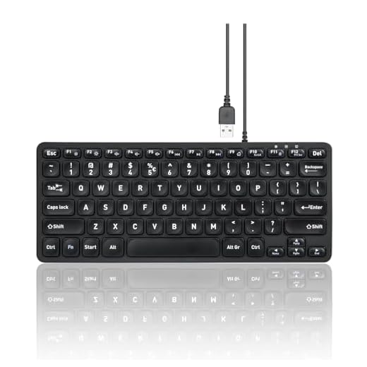 Perixx PERIBOARD-432 Wired Mini USB Keyboard - X Type Scissor Keys - Big Print Keys - US English, Black