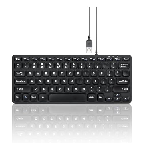 Image of Perixx PERIBOARD-432 Wired Mini USB Keyboard - X Type Scissor Keys - Big Print Keys - US English