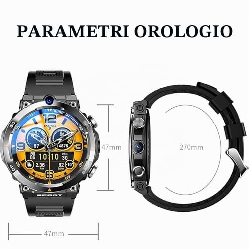 Smartwatch con supporto SIM 4G, doppia fotocamera, cardiofrequenzimetro, NFC per pagamenti contactless, design ultra sottile, ideale per il monitoraggio del fitness e l'uso quotidiano