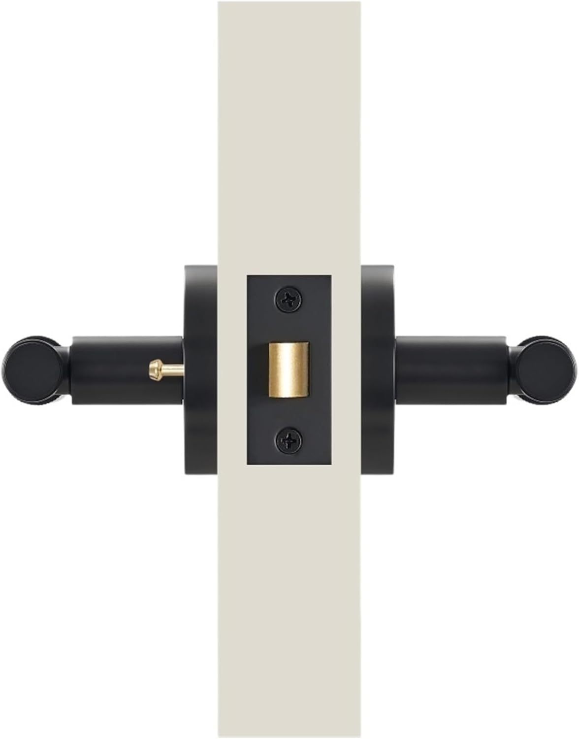 US Standard Brass Privacy & Passage Lock Set Stripe Lever Round Panel, Fit for 2-1/8" Hole, Interior Door Closet Dummy Handle(Passage-QBCF)