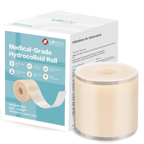 Image of LIFARA Hydrocolloid Roll for Wound Care (WHC216RB) - 2in*16ft, 11.8mil / 0.3mm Thickness, with Dust-Proof Edge, Easy to Peel, Waterproof Bandages with Self-Adhesive, First Aid Kit Essential