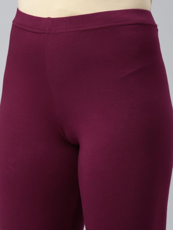 Image of GO COLORS Soft Cotton Stretch Ankle Length Leggings for Women | Breathable