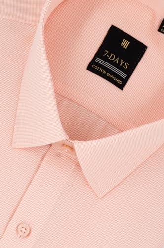 Image of 7-DAYS Premium Men's Formal Shirts - Cotton Rich, Textured Self-Design, Full Sleeve, Regular Fit, Wrinkle Resistant, with Pocket - Perfect for Office