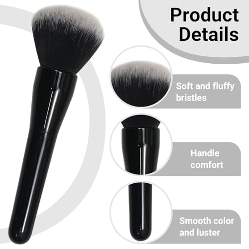 Mezrkuwr Großer Puderpinsel, Grundierungspinsel, professioneller Make-up-Pinsel zum Verblenden von Flüssigkeit, Creme und makellosem Puder, Polieren, Verblenden, Concealer