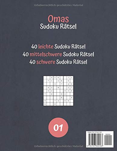 Omas Sudoku Rätsel: 120 Sudokus für deine Großmutter I leicht bis schwer inkl Lösungswegen I Großdruck