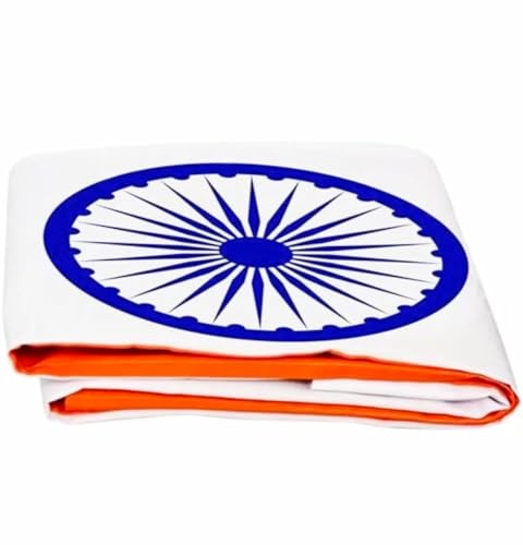 Image of Kapoor Crafts Indian Flag (40 inch X 52 inch Inch) Tricolour with Ashoka Chakra All Weather Flag Fade Resistant Indoor & Outdoor Display (Satin Fabric) Har Ghar Tiranga