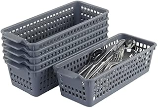 Yuright Rectangular Storage Basket, Pack of 6, Plastic Desktop Organizer Basket
