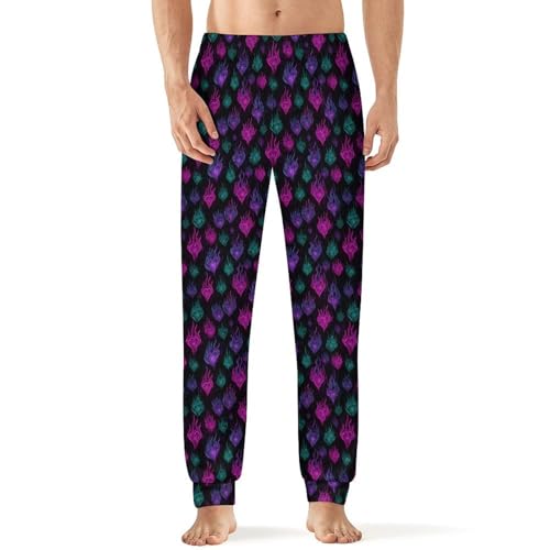 Glowing Neon Goth Flames Men's Pajama Bottoms Sleep Lounge Soft Comfy Pants Sleepwear
