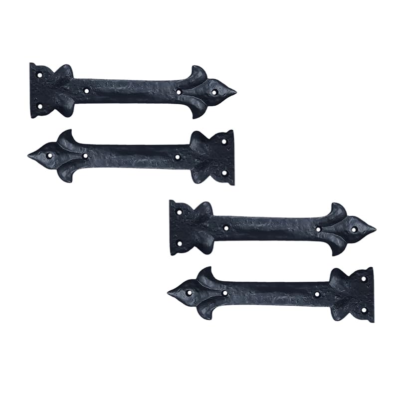 Image of Adonai Hardware Adonijah Antique Cast Iron Strap False or Faux or Dummy Hinges Front (8.50 inch X 4 Pack, Matte Black) for Barn Doors, Gates, Cabinets, Wooden Box, Furniture, Chest, Trunks and Sheds