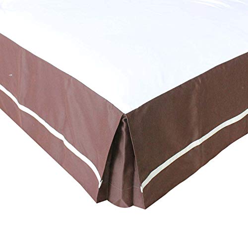 Gireshome Falda de cama de lujo, volantes, lona de algodón de 15 pulgadas, caída a medida, resistente a las arrugas y la decoloración (café, completo)