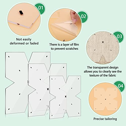 3Pcs Bowl Cozy Template 8/10/12 Inches Acrylic Bowls Wrap Sewing Pattern Template,3 Size Sewing Cutting Template Set Acrylic Quilting Templates With 3 Pieces Water Soluble Pen #TOP2